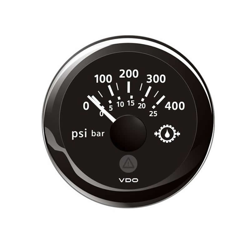 VDO ViewLine Gear Oil Pressure 400PSI Black 52mm